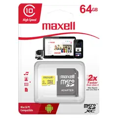 MAXELL - Memoria Micro SD 64GB Clase 10