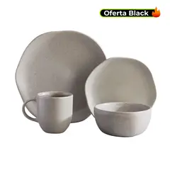 CORONA - Vajilla Corona: Cerámica Concreto 4 puestos 16 piezas