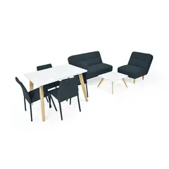 MICA - Juego de Sala Moderno en Poliéster (Sofá + Poltrona + Comedor + Mesa de Centro) Belice Breda