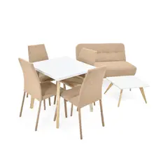MICA - Juego de Sala Moderno en Poliéster (Sofá + Comedor + Mesa de Centro) Belice Parla