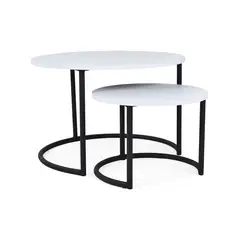 MICA - Mesa Auxiliar Moderna Redonda en Aglomerado MDP 60 x 40 x 60 cm - Mueble