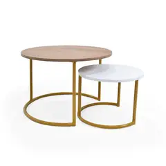 MICA - Mesa Auxiliar Moderna Redonda en Aglomerado MDP 60 x 40 x 60 cm - Mueble