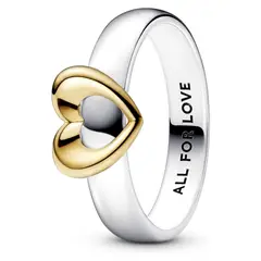 PANDORA - Anillo Corazón Brillante Deslizante en Plata Esterlina y Recubrimiento en Oro