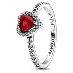PANDORA - Anillo Corazón Elevado Rojo Plata Esterlina