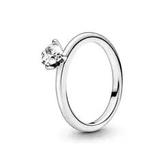 PANDORA - Anillo Corazón Transparente Plata Esterlina