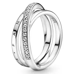 PANDORA - Anillo Cruzado Triple Banda Plata Esterlina
