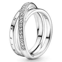 PANDORA - Anillo Cruzado Triple Banda Plata Esterlina