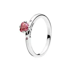 PANDORA - Anillo Corazón Rojo Reluciente en Plata Esterlina