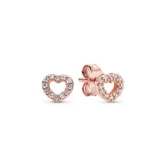 PANDORA - Aretes Corazones Capturados Recubrimiento en Oro Rosa