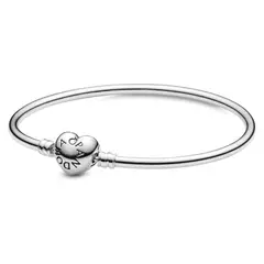 PANDORA - Brazalete Rígido Moments cierre Corazón para charms Plata Esterlina