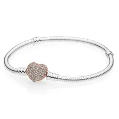 PANDORA - Brazalete Brillante Corazon Recubrimiento en Oro Rosa