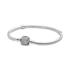 PANDORA - Brazalete Moments Cadena de Serpiente con cierre de firma Plata Esterlina