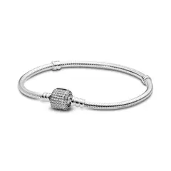 PANDORA - Brazalete Moments Cadena de Serpiente con cierre de firma Plata Esterlina