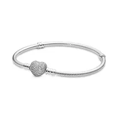 PANDORA - Brazalete con cierre de corazón en pavé Plata Esterlina