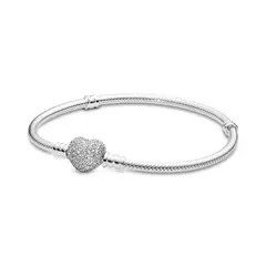 PANDORA - Brazalete con cierre de corazón en pavé Plata Esterlina