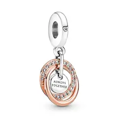 PANDORA - Charm Círculo Familiar Siempre Plata Esterlina y Recubrimiento en Oro Rosa