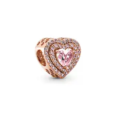 PANDORA - Charm Corazón Nivelado Brillante Recubrimiento en Oro Rosa