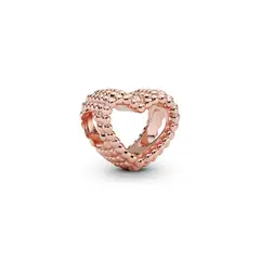 PANDORA - Charm Corazon Con Cuentas Recubrimiento en Oro Rosa