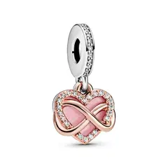 PANDORA - Charm Colgante Corazón Infinito Brillante Plata Esterlina y Recubrimiento en Oro Rosa