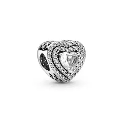 PANDORA - Charm Corazones Brillantes Nivelados Plata Esterlina