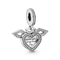 PANDORA - Charm Colgante Corazón y Alas de Ángel Plata Esterlina