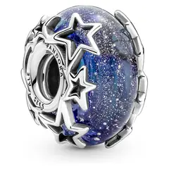 PANDORA - Charm Cristal de Murano Galaxia y Estrellas Plata Esterlina