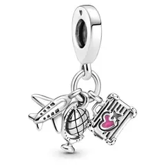 PANDORA - Charm Colgante Avión, Globo y Maleta Plata Esterlina