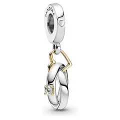 PANDORA - Charm Anillos de Boda Plata Esterlina y Recubrimiento en Oro