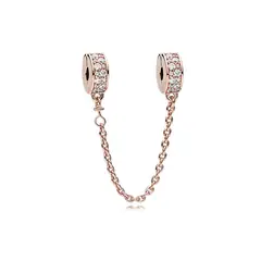 PANDORA - Cadena de seguridad Elegancia Brillante Recubrimiento en Oro Rosa