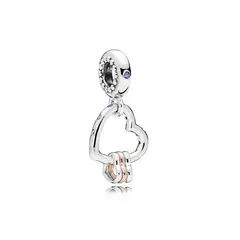 PANDORA - Charm Colgante Corazón Lleno de Corazones Plata Esterlina y Recubrimiento en Oro Rosa