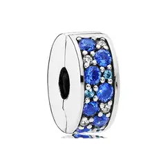 PANDORA - Charm de Clip Pavé Azul Plata Esterlina