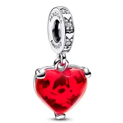 PANDORA - Charm Cristal de Murano Beso Mickey y Minnie Mouse de Disney Plata Esterlina