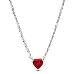PANDORA - Collar Corazón Halo Brillante Plata Esterlina