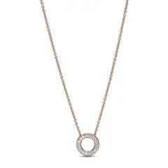 PANDORA - Collar Círculo en Pavé Logotipo de Recubrimiento en Oro Rosa