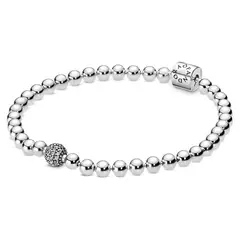 PANDORA - Brazalete cuentas y pavé Plata Esterlina