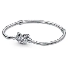 PANDORA - Brazalete Moments Cadena de Serpiente Cierre Mariposa Plata Esterlina