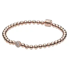 PANDORA - Brazalete de cuentas y Pave Recubrimiento en Oro Rosa