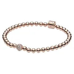 PANDORA - Brazalete de cuentas y Pave Recubrimiento en Oro Rosa