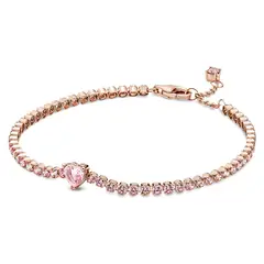 PANDORA - Brazalete Corazón Brillante Recubrimiento en Oro Rosa
