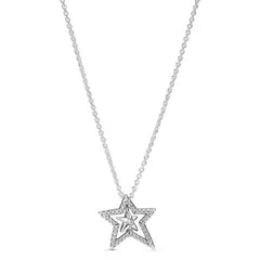 PANDORA - Collar Estrella Asimétrica en Pavé Plata Esterlina