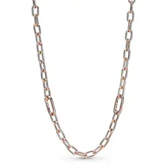 PANDORA - Collar Cadena de Eslabones Link Pequeños ME Recubrimiento en Oro Rosa