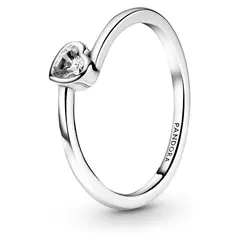 PANDORA - Anillo Corazón Solitario Inclinado Plata Esterlina