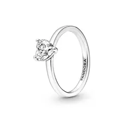 PANDORA - Anillo Solitario Corazón Brillante Plata Esterlina