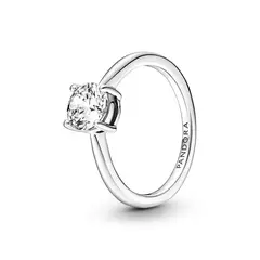 PANDORA - Anillo Solitario Brillante En Plata Esterlina