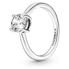 PANDORA - Anillo Solitario Brillante En Plata Esterlina