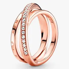 PANDORA - Anillo Banda Triple Recubrimiento Oro Rosa