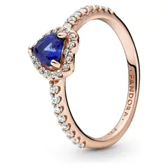PANDORA - Anillo Corazón en Relieve Azul Recubrimiento en Oro Rosa