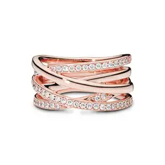 PANDORA - Anillo Entrelazado Recubrimiento en Oro Rosa