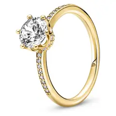 PANDORA - Anillo Solitario Recubrimiento Oro
