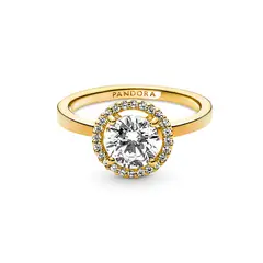 PANDORA - Anillo Halo Redondo Brillante Recubrimiento en Oro